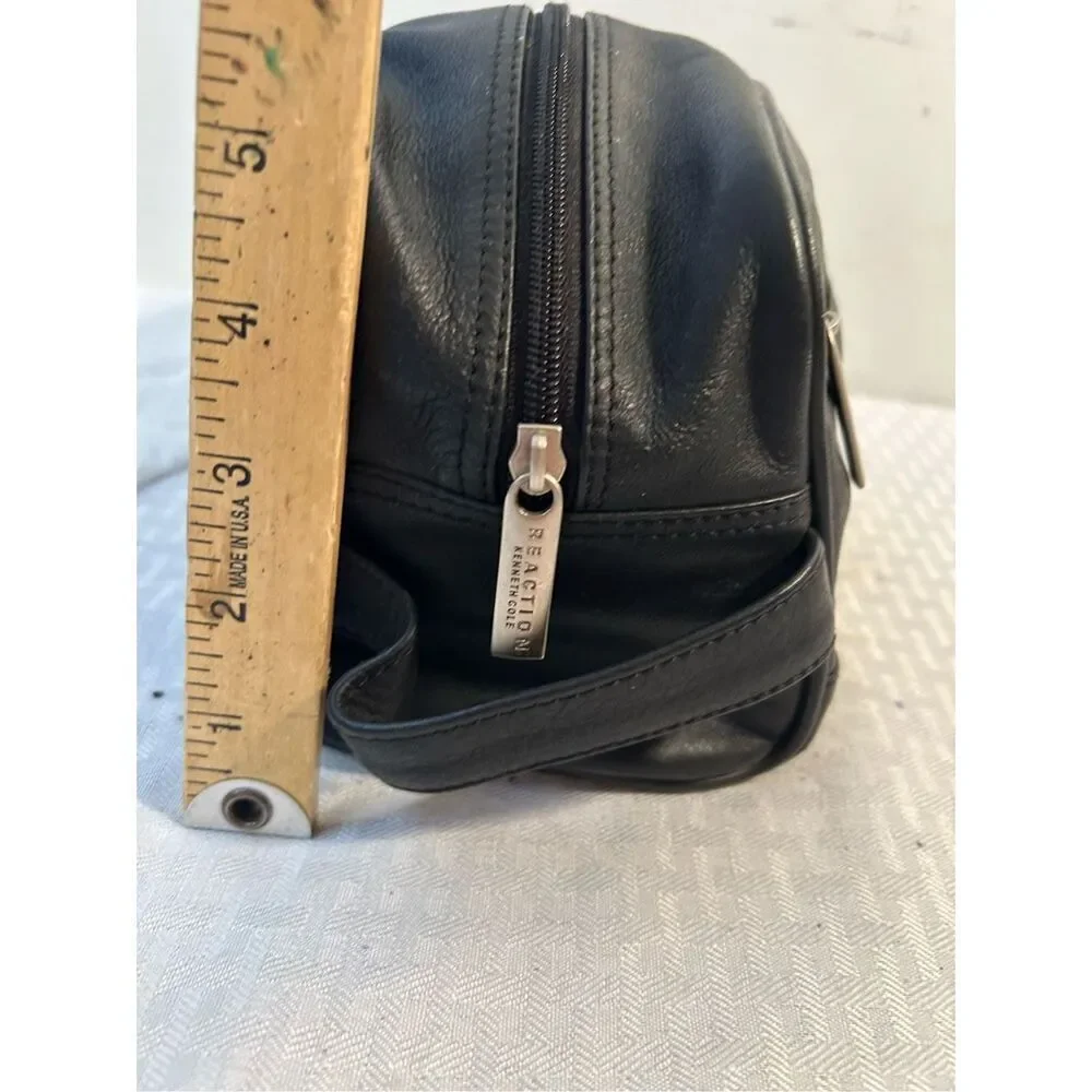 Kenneth Cole black‎ leather zipper toiletries bag 10
